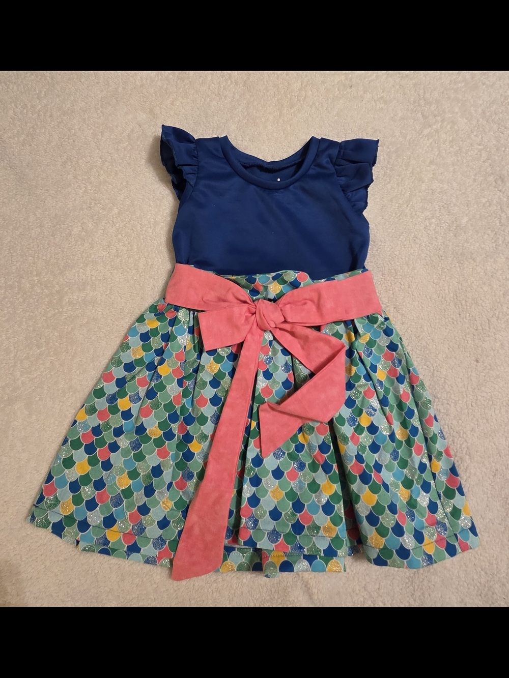Handmade Girls Blue/Pink Mermaid Dress (Size 2T)